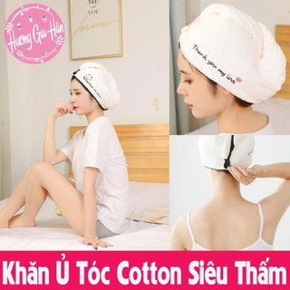 Khăn Ủ Tóc Cotton Siêu Mềm Siêu Thấm Hút Giúp Tóc Khô Tóc Nhanh [Thanh Mai Shop]