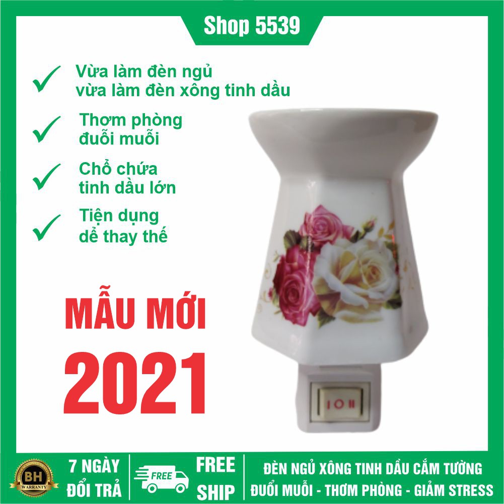 Đèn xông tinh dầu phòng ngủ chất liệu gốm sứ cao cấp - Shop 5539