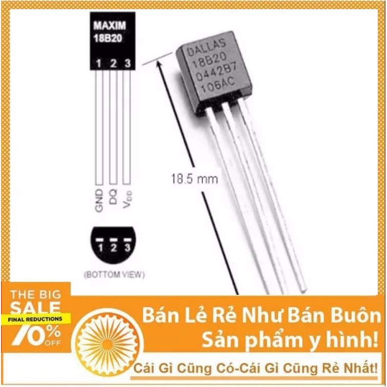 Cảm Biến Nhiệt Độ DS18B20 đo nhiệt độ sử dụng arduino