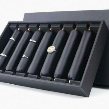 Hộp Đựng Nhẫn Chất Liệu Da PU Đen Cao Cấp Có Nắp Chín Hãng - KHĐQ