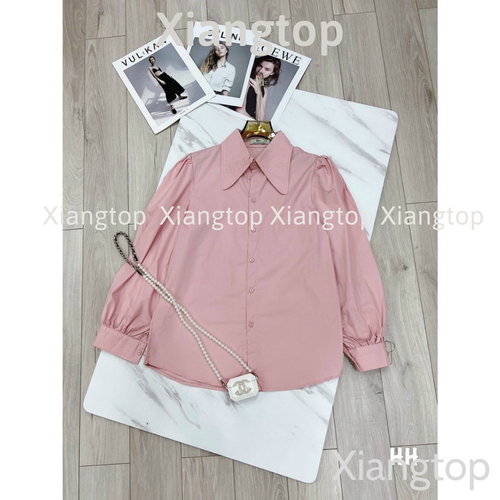 Áo sơ mi tay bồng 2 màu trắng hồng NH00099 aosomicongsothietke