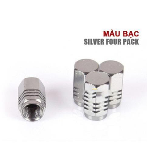 Bộ 04 ốc - nắp chụp trang trí đầu van, vòi bơm hơi bánh xe, lốp xe ô tô, xe máy, xe hơi, xe máy