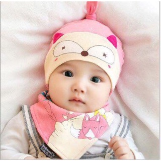 Set mũ + yếm cotton