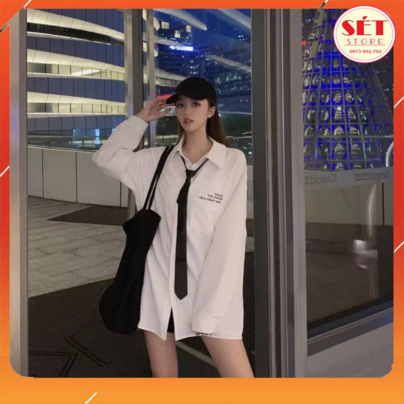 [QUÀ TẶNG LÀ GÓI XẢ VẢI BẠN NHÉ] Áo sơ mi trắng dài tay , in chữ ngực - Vải Thô Lụa, dáng suông , BAO ĐẸP - SM002 | BigBuy360 - bigbuy360.vn