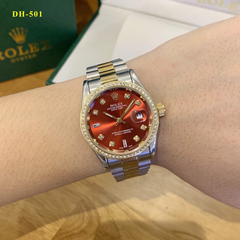 Đồng hồ Rolex nam - viền đá daimond cao cấp, dây kim loại đúc nguyên khối không bay màu, thời trang sang trọng, quý phái