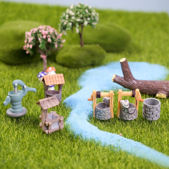 Mô hình các loại giếng nước (giếng khoan, giếng cổ kéo nước) trang trí sa bàn, tiểu cảnh, terrarium, DIY