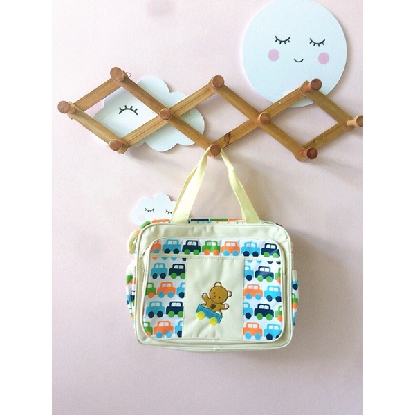 Túi xách đựng bỉm sữa đa năng cho mẹ, túi vải chống thấm đựng đồ cho bé - Monnie Kids