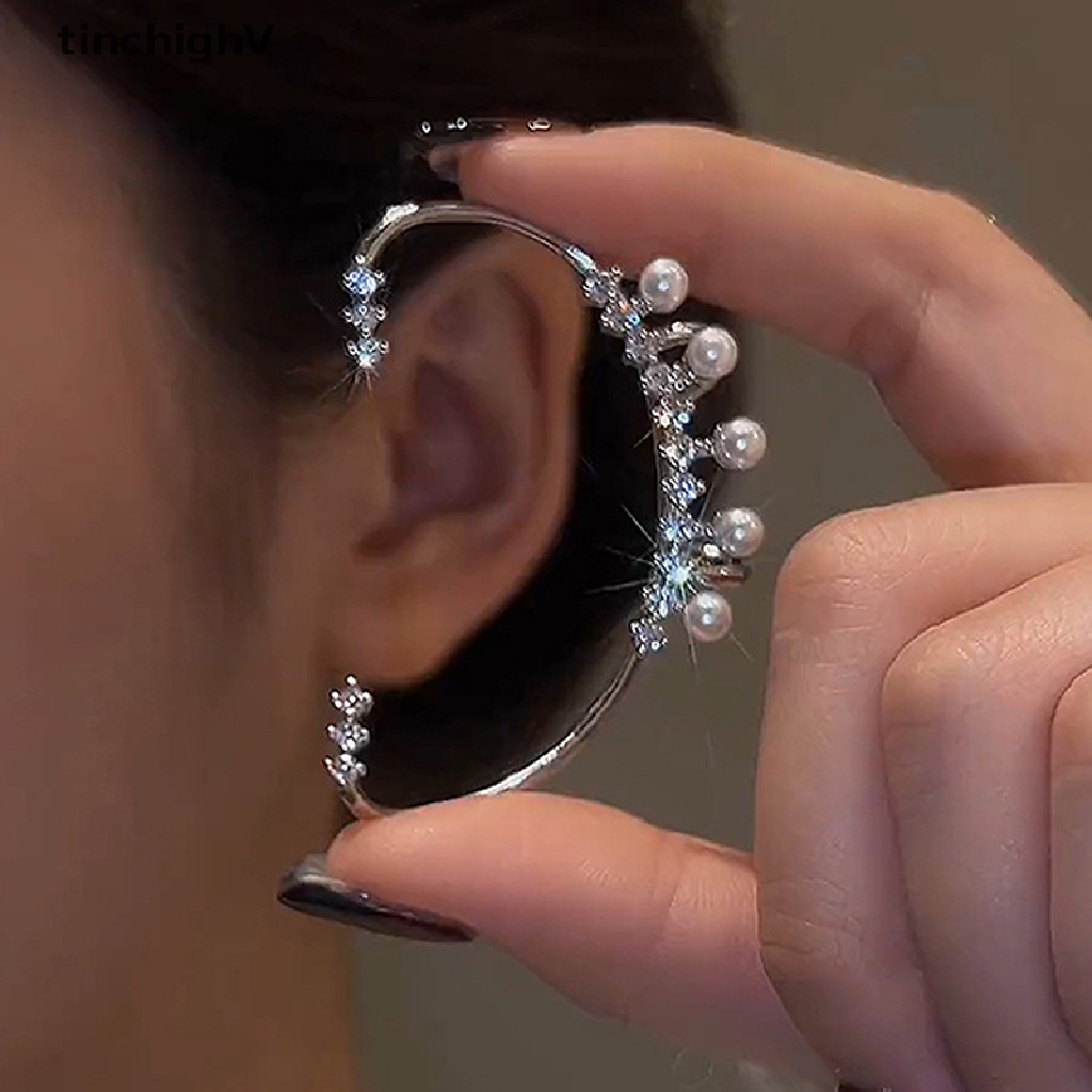 Khuyên Kẹp Vành Tai Kim Loại Đính Đá Zircon  Trai Lấp Lánh Thời Trang Cho Nữ