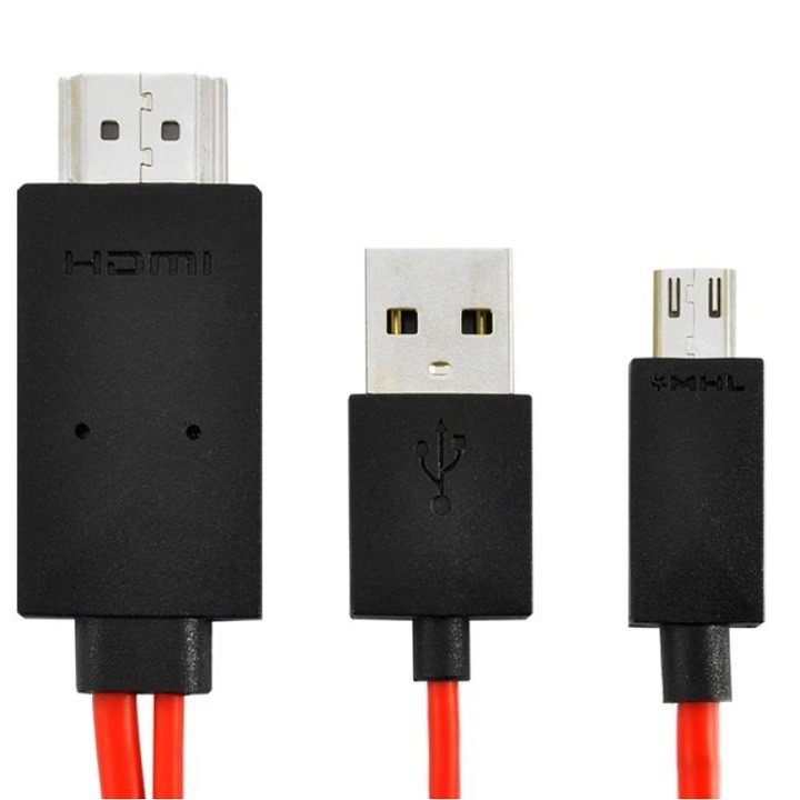 Cáp MHL 5 pin sang HDMI, chuyển hình ảnh từ điện thoại lên tivi (Đen phối đỏ) - Cáp HDMI cho android