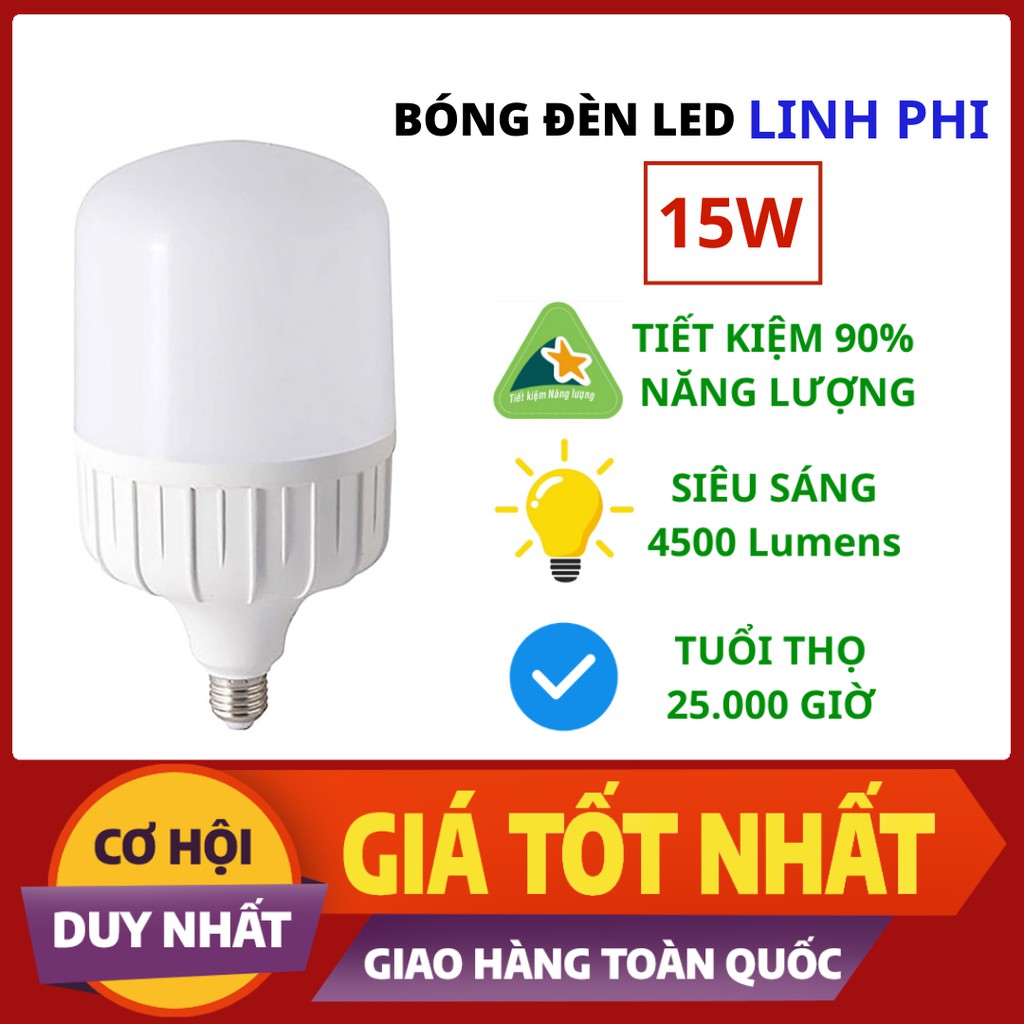 Bóng đèn led siêu sáng Linh Phi 15W tiết kiệm 90% điện năng