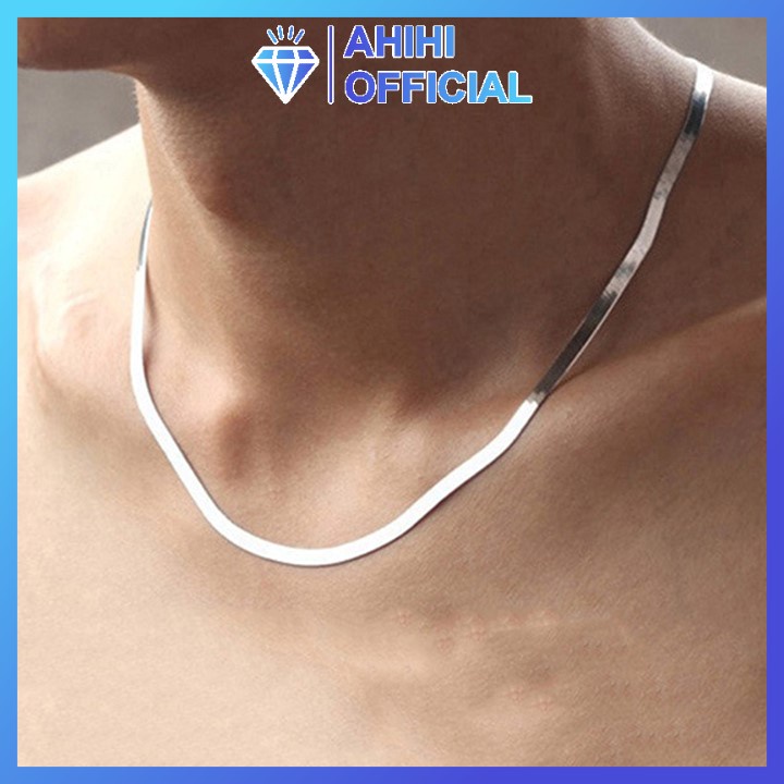 Dây chuyền nam titan cao cấp đẹp sang trọng inox thép không gỉ dây mì dẹp ahihi.official cỡ 3mm màu trắng PTDCNA43
