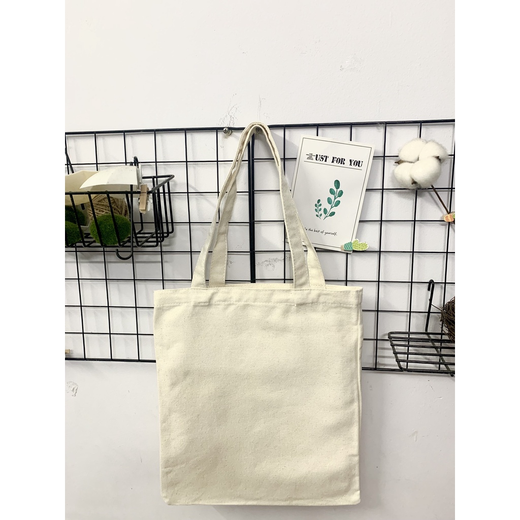 Túi vải tote nữ Canvas trơn trắng GADY - GDTT04 - dùng vẽ, thêu, in, túi đựng