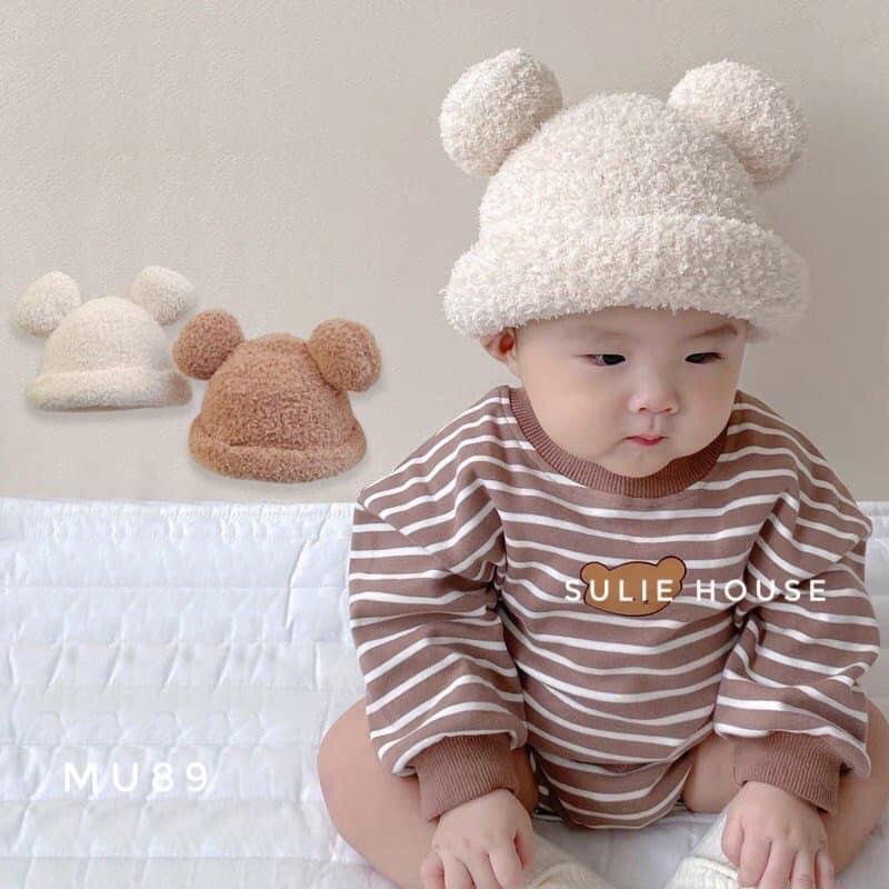 Mũ len lông tai gấu tròn - MU89