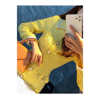 VÁY DẠ TWEED VÀNG CAO CẤP