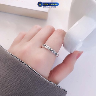 Nhẫn bạc nữ Khắc chữ Lục tự Om Mani Padme Hum chất liệu bạc Thái 925 - Viễn Chí Bảo N000306