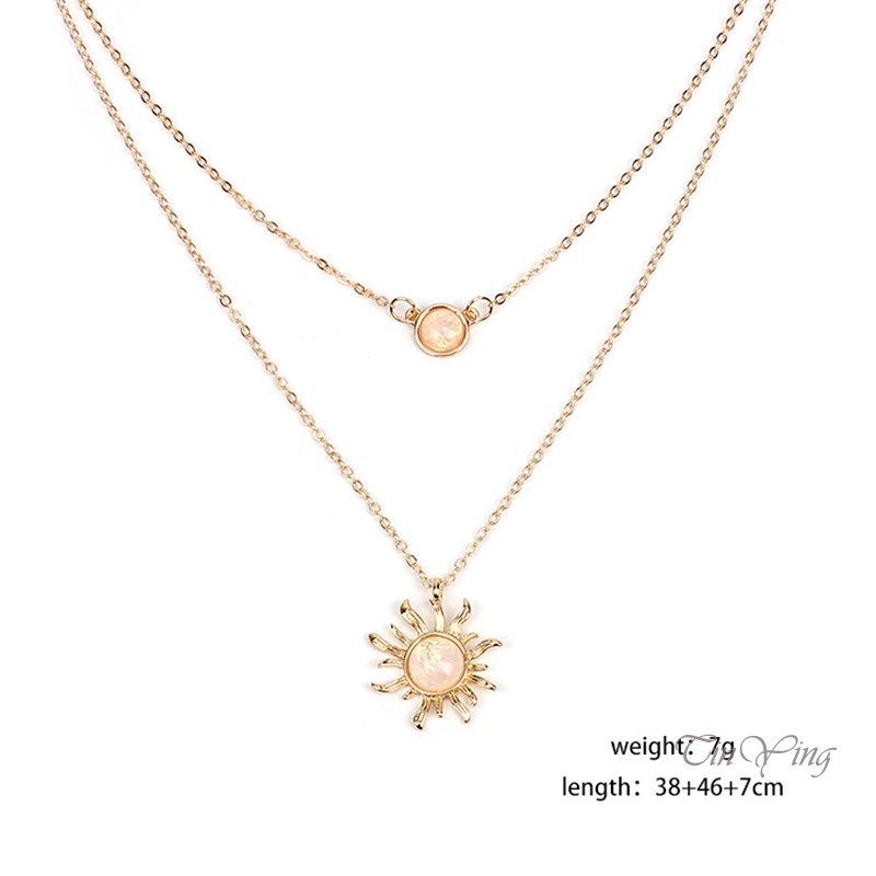 Necklace French Design Sense Multi-Layer Sunflower Women Fashion Clavicle Chain Alloy Material Party Birthday