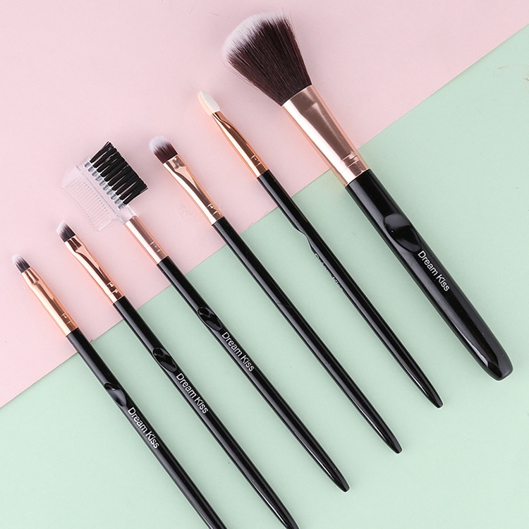 Set 6 cọ trang điểm Dream Kiss lông mềm nhỏ gọn màu đen thiết kế đẹp HALOMI