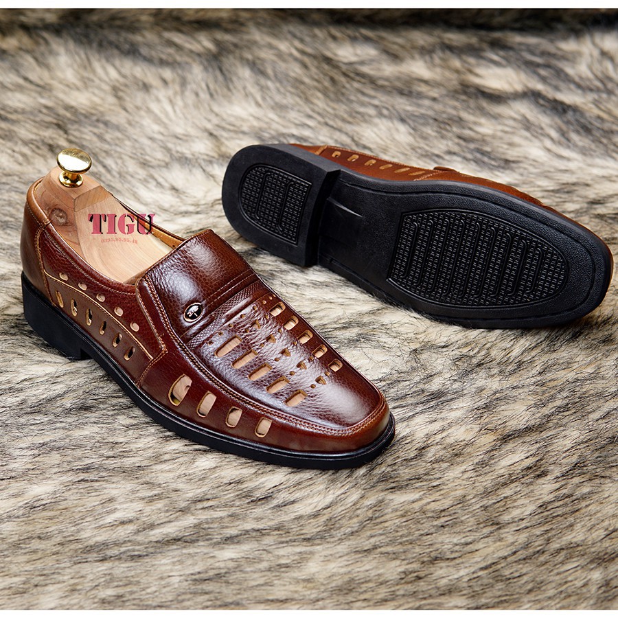 Giày hè nam DA BÒ THẬT thoáng mát - BH 1 NĂM