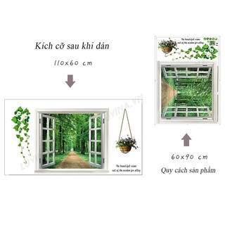 Decal dán tường cửa sổ xanh