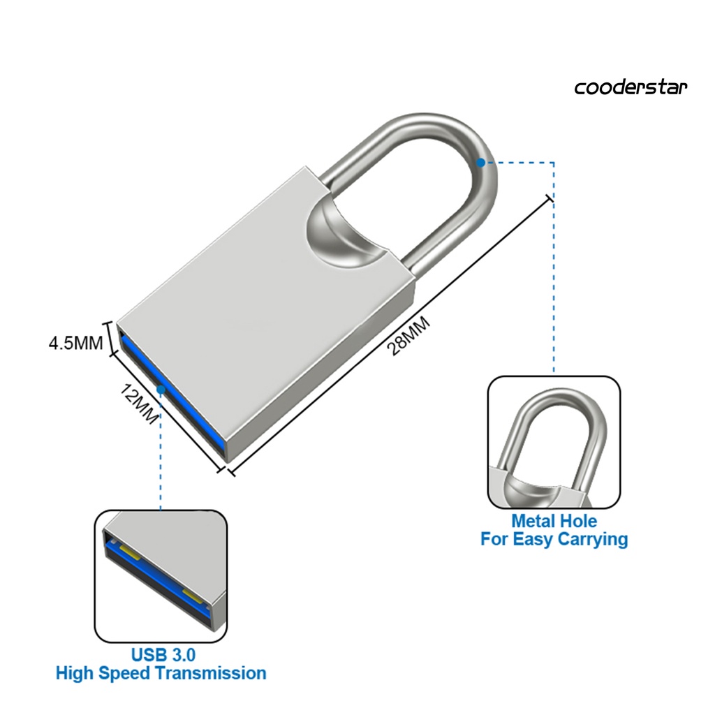 COOD-st 8/16/32/64GB Mini Portable USB 3.0 High Speed Metal U Disk with Type-c Adapter