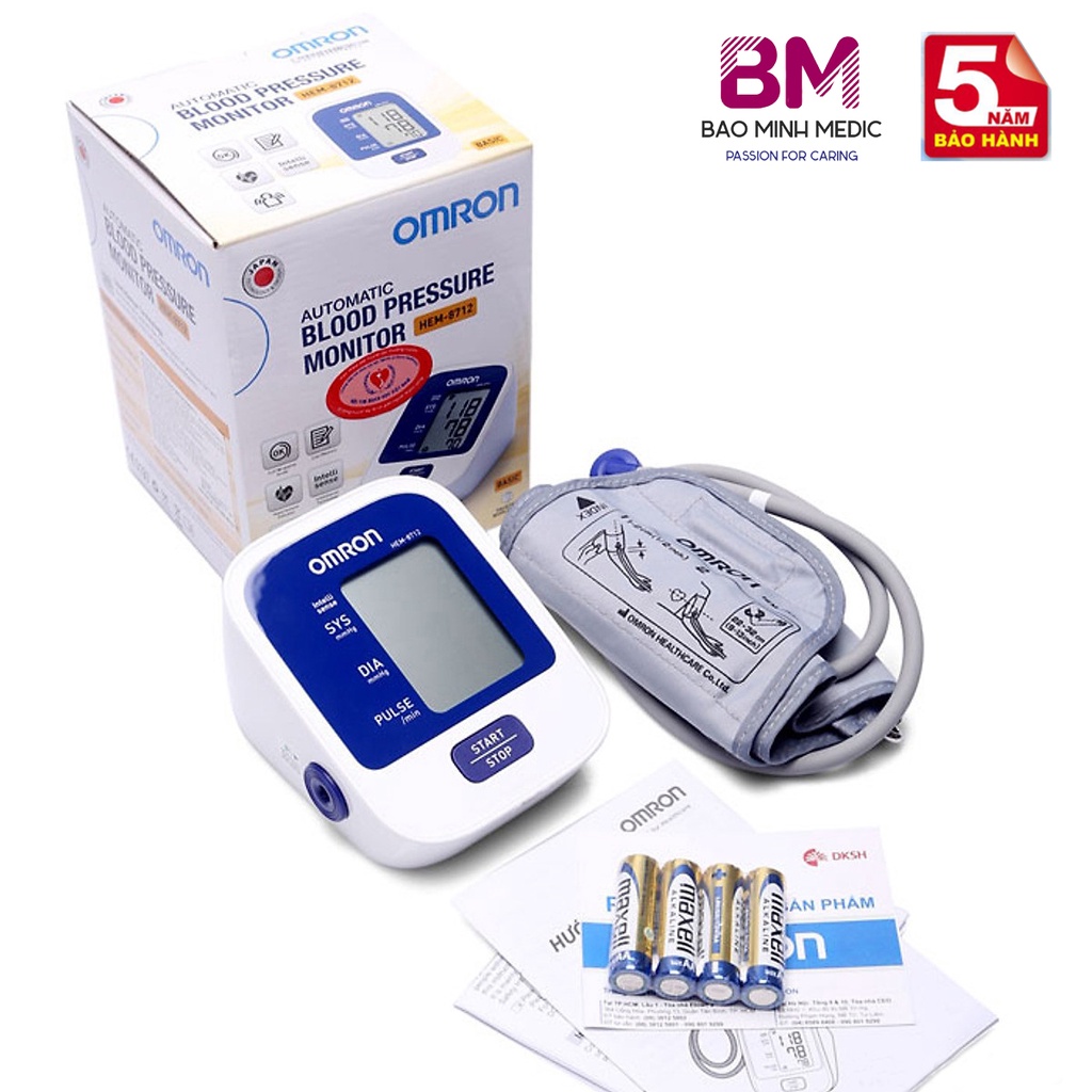 Máy đo huyết áp và nhịp tim bắp tay Omron HEM - 8712 BH 5 năm chính hãng