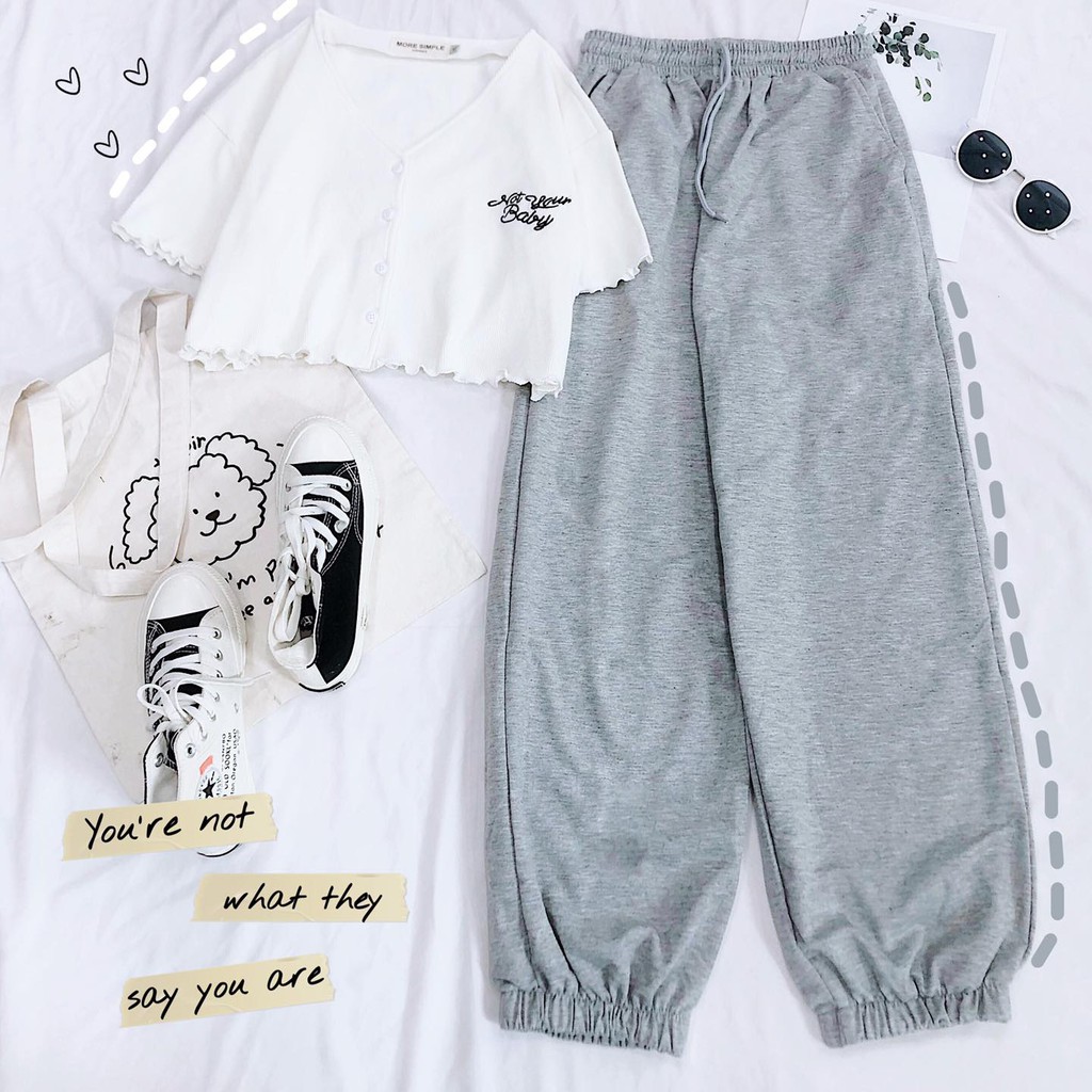 Áo Croptop Nữ Tay Ngắn NOT YOUR BABY Cuốn Lai Ulzzang