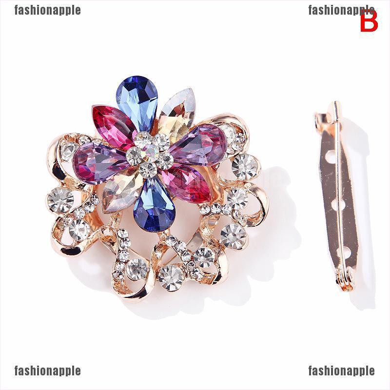Ghim Cài Áo Hình Vòng Hoa Đính Đá Nhiều Màu Thời Trang