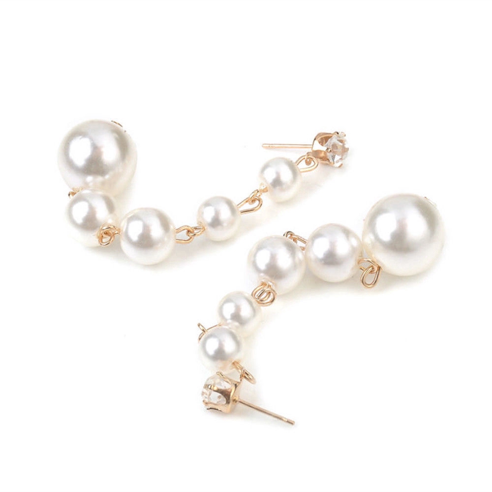 Khuyên tai chuỗi đính hạt giả ngọc trai