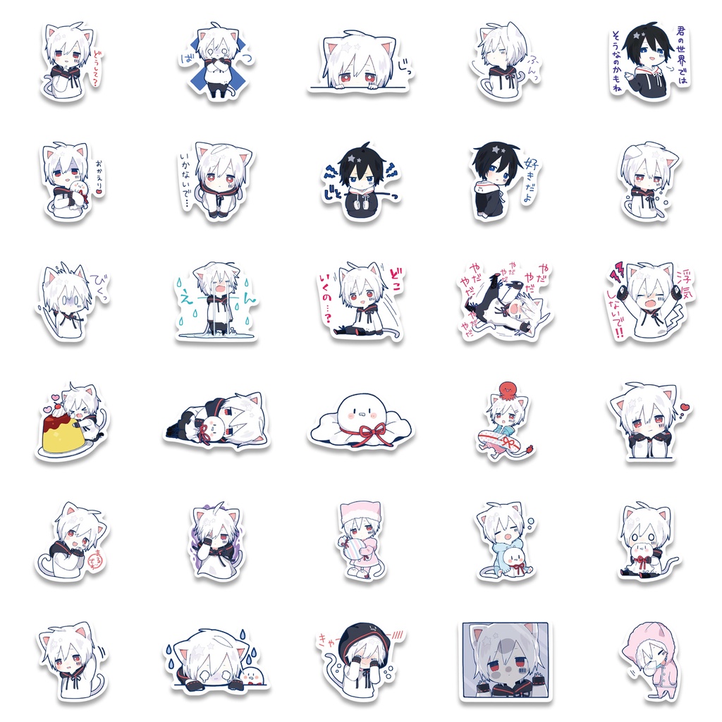 Bộ 65 Miếng Dán Hình Cậu Bé Shota Dễ Thương Dùng Trang Trí Vali/Laptop/Điện Thoại