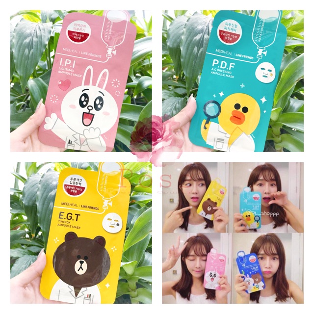 🌈 Combo 10 Mặt Nạ Mask MEDIHEAL LINE FRIENDS+ Tặng Mask môi 💋