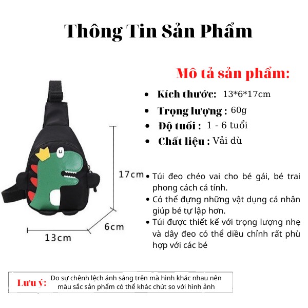 Túi Đeo Chéo Vai Hình Khủng Long Cho Bé Trai Bé Gái