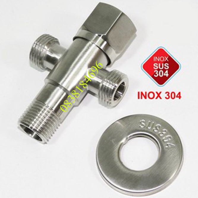 Van T 3 ngã, chia nước bồn cầu inox 304, khóa chữ inox,khóa cho và tay xịt vệ sinh