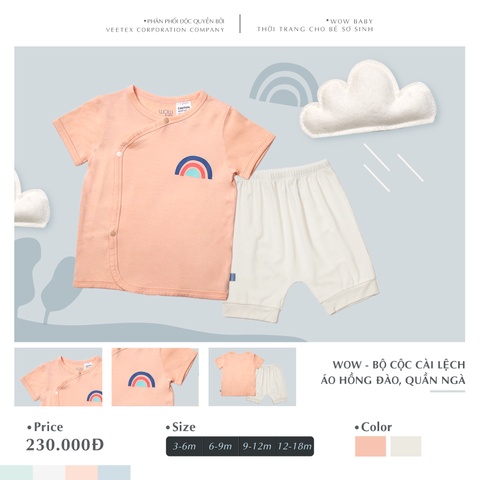 Bộ Cộc Cài Lệch Cho Bé, Chất Liệu Vải Tre Mềm Mịn, Thấm Hút Mồ Hôi Tốt - WOW by OETEO Hàng Xuất Sing