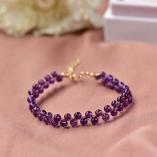 Vòng tay đá thạch anh tím tự nhiên 14k cho nữ