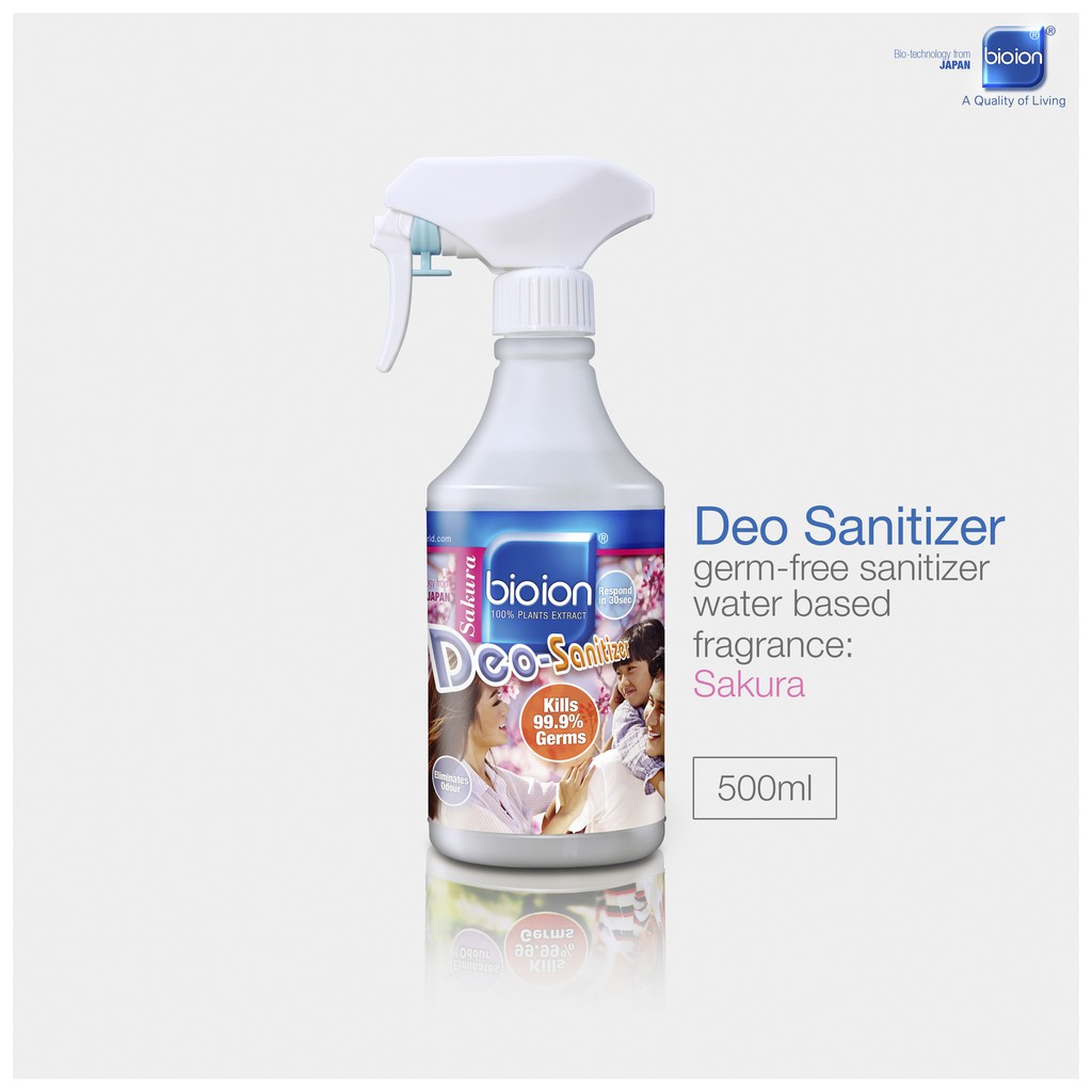 Chai Xịt BIOION DEO SANITIZER GERMS-FREE SANITIZER SAKURA - Khử Trùng, Diệt Khuẩn Hương Sakura 500ML