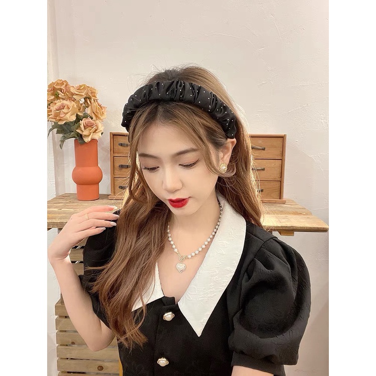 Cài tóc tiểu thư đính đá nhân tạo sang chảnh dễ thương vải nhún cao cấp cho nữ hàn quốc CT18 JOLY