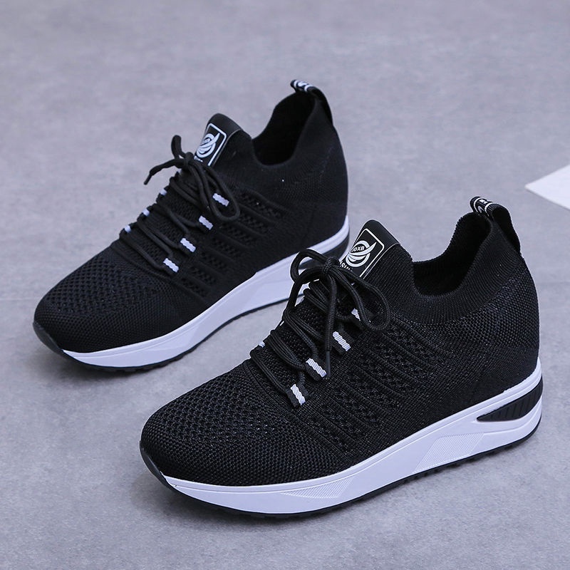 Giày thể thao nữ sneaker độn đế đẹp màu trắng siêu nhẹ chất liệu vải cho trung niên bảo hành 1 năm SZ41 TIMAN