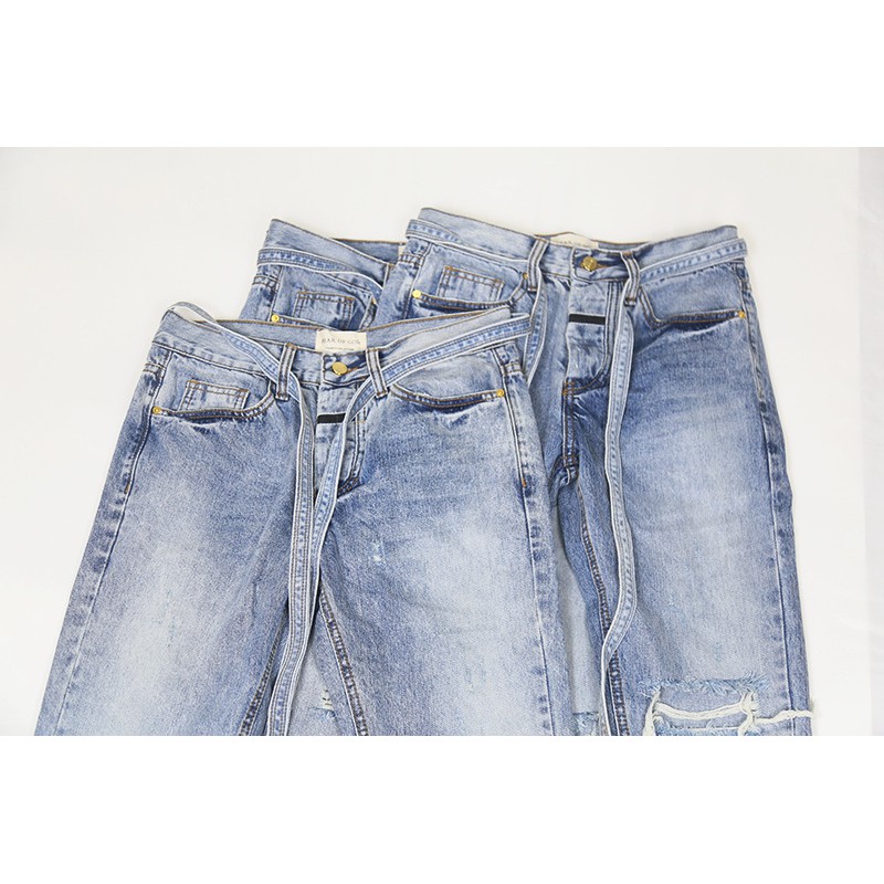 Quần jeans Fear Of God belted distressted denim jeans ss20
