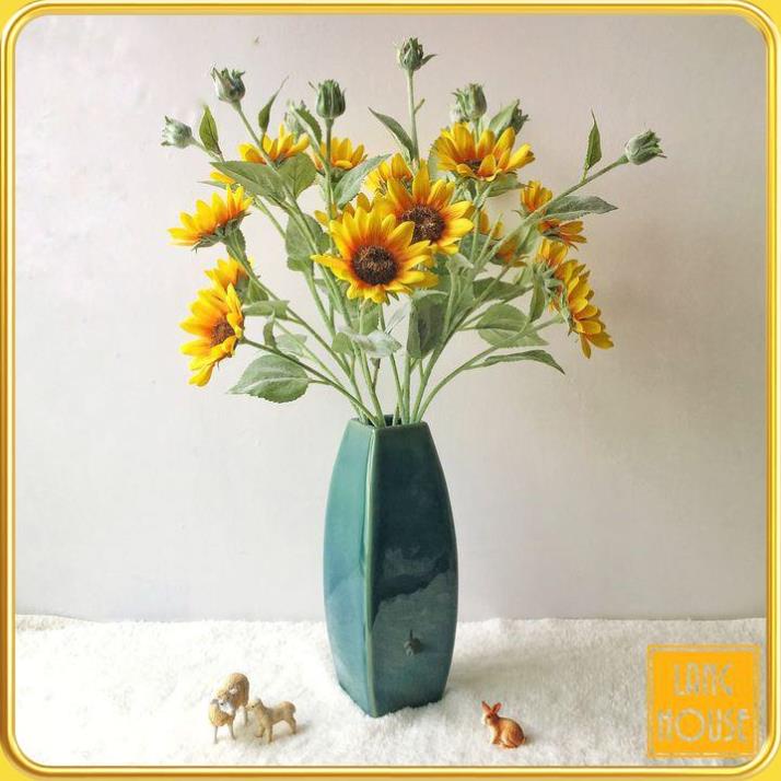 Tổng Kho Decor Hoa Giả Hoa Lụa - HOA HƯỚNG DƯƠNG CAO CẤP 1 Cành 3 Bông Dài 65cm