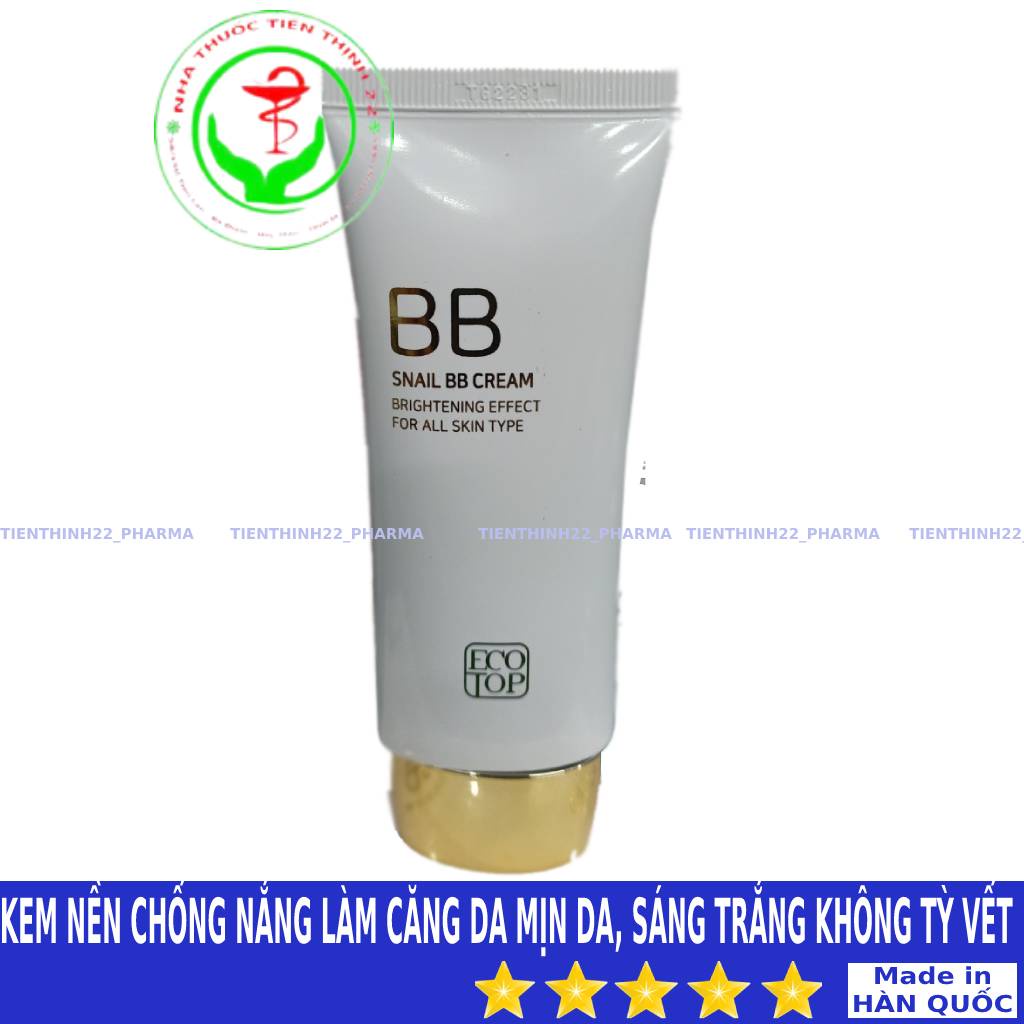 Kem Nền Ốc Sên Ecotop Snail BB Cream chống nắng làm căng da 50ml - màu trắng