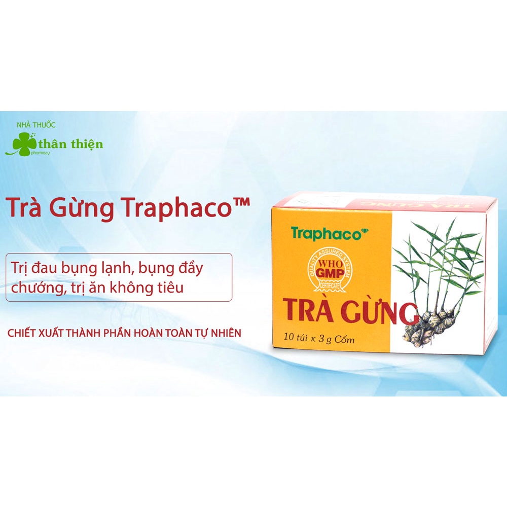 Trà Gừng Traphaco Hộp 10 Gói 3g Chính Hãng Giúp Ấm Bụng Giải Cảm Lạnh
