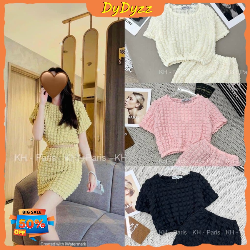 Set Bộ Đi Chơi Chất Vải Xốp - Áo Croptop Kèm Chân Váy Ôm Tôn Dáng - Hàng Cao Cấp Chuẩn Shop