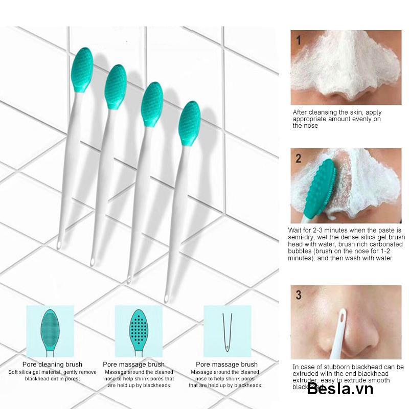 🍓1 Cọ Rửa Mặt Làm Sạch Sâu Loại Bỏ Mụn Đầu Đen Bằng Silicone