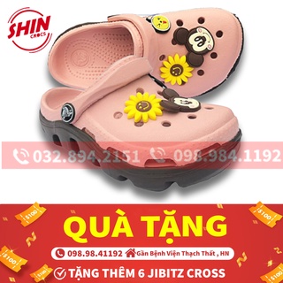 dép cross cho bé💖FREESHIP💖dép cross cho bé họa tiết hồng đế nâu JMSCRPSS tặng thêm 6jibitz cross