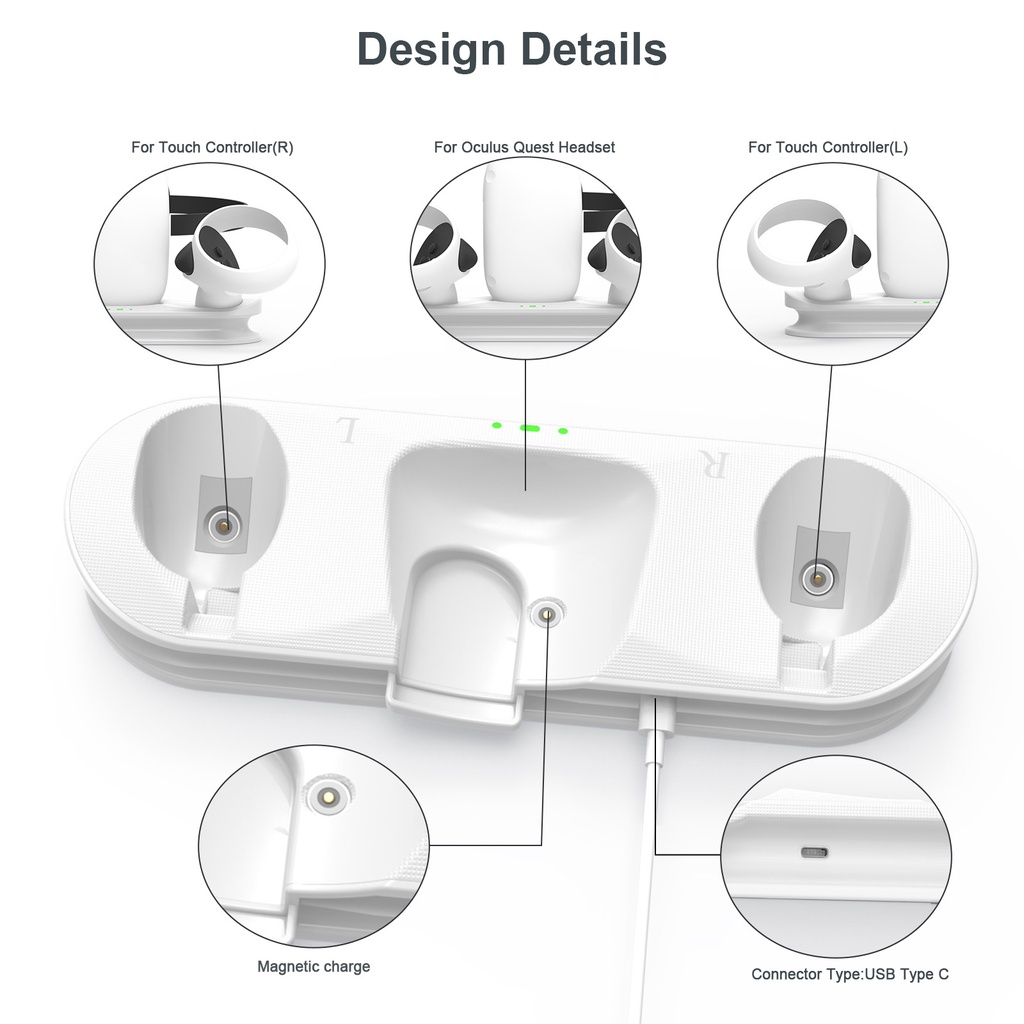 Đế Sạc Đứng Từ Tính Cho Kính Thực Tế Ảo Oculus Quest 2 VR Kèm Pin Cho Oculus Quest 2