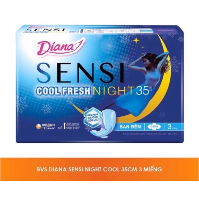 Băng vệ sinh Diana Sensi Cool fresh ban đêm 35 cm