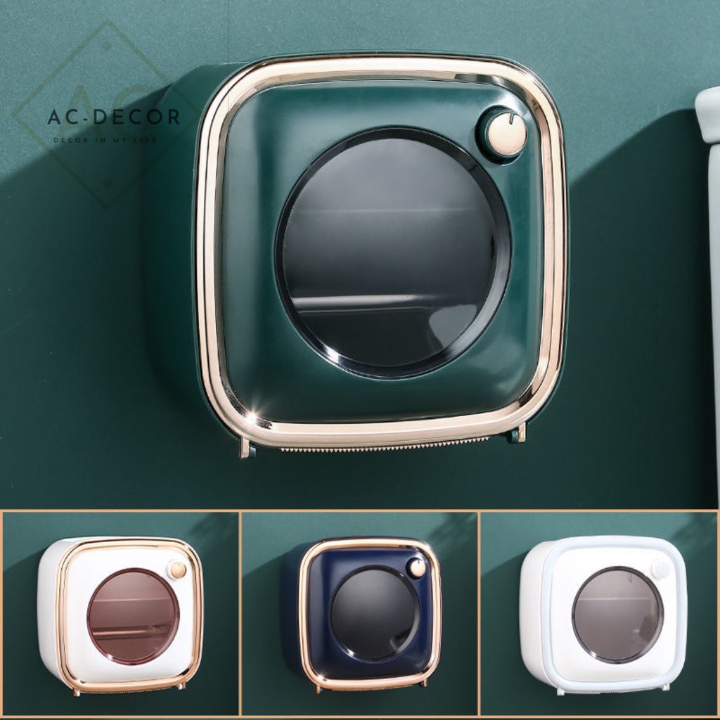 Hộp đựng giấy vệ sinh nhà tắm có miếng dán phong cách vintage