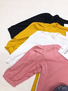 Áo thun cộc tay vai bồng chất zip