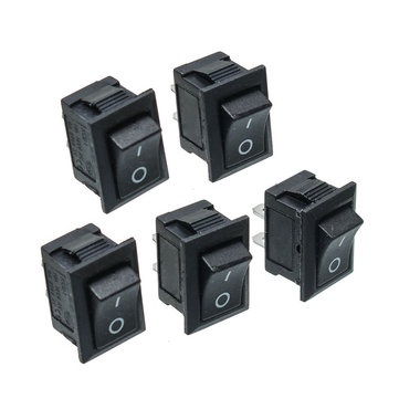 Công Tắc Bập Bênh 6A 250V 2 Chân 19x12mm, Công Tắc ON/OFF Đen mini