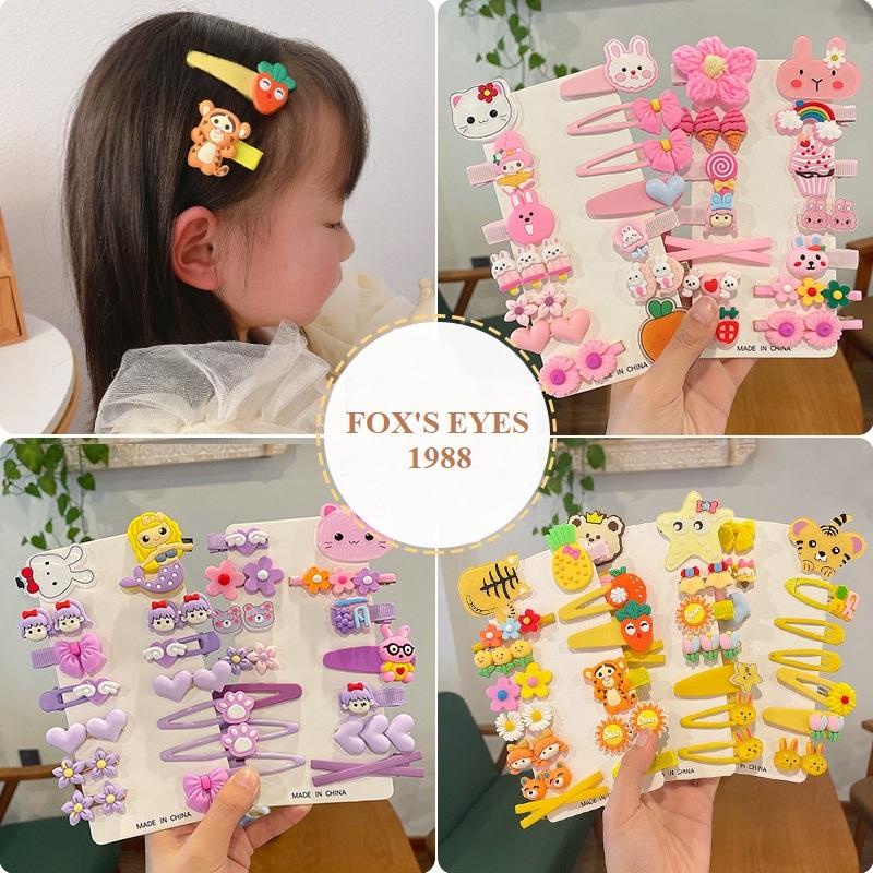 (Mẫu 2) Set 14 Kẹp Tóc Hoạt Hình Xinh Xắn Cho Bé Gái Phụ Kiện Tóc Bé Gái Đáng Yêu